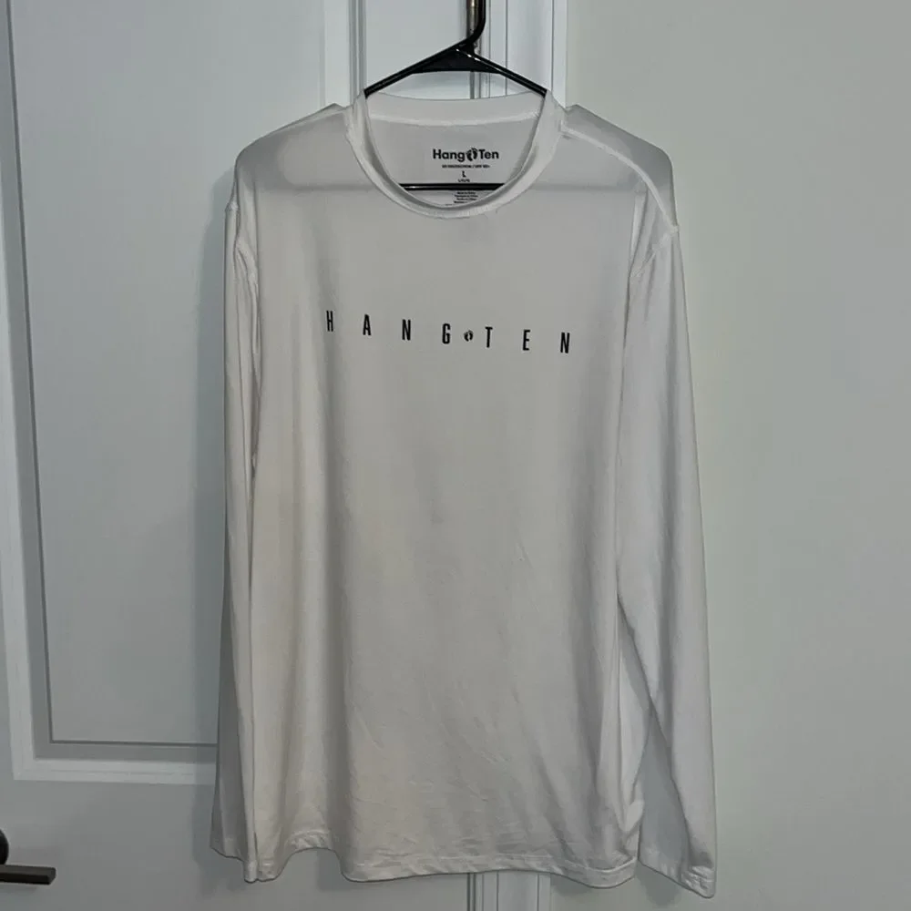 New 50+ UPF White Hang Ten LS rashie rashguard swim surf surfer dude board Shirt